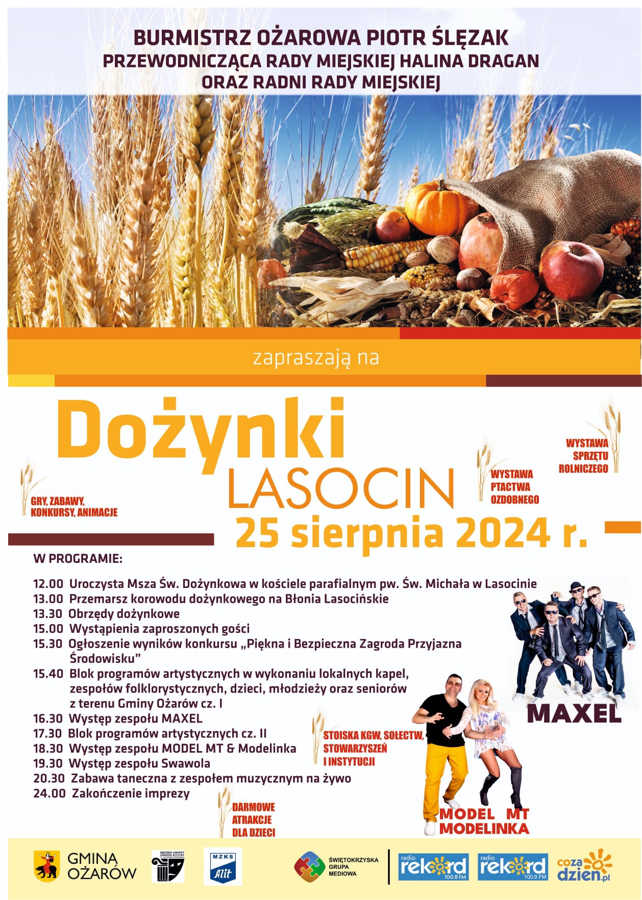 Plakat Dożynki Lasocin 2024 rok